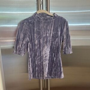 Pilcro Textured Short Sleeve Top in Purple and White